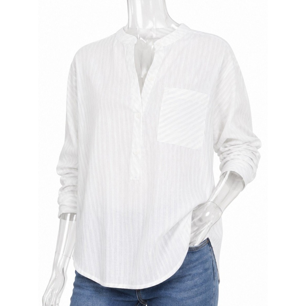 Treasure & Bond Striped‎ somewhat Sheer Boyfriend Shirt 100% Cotton SKUW251